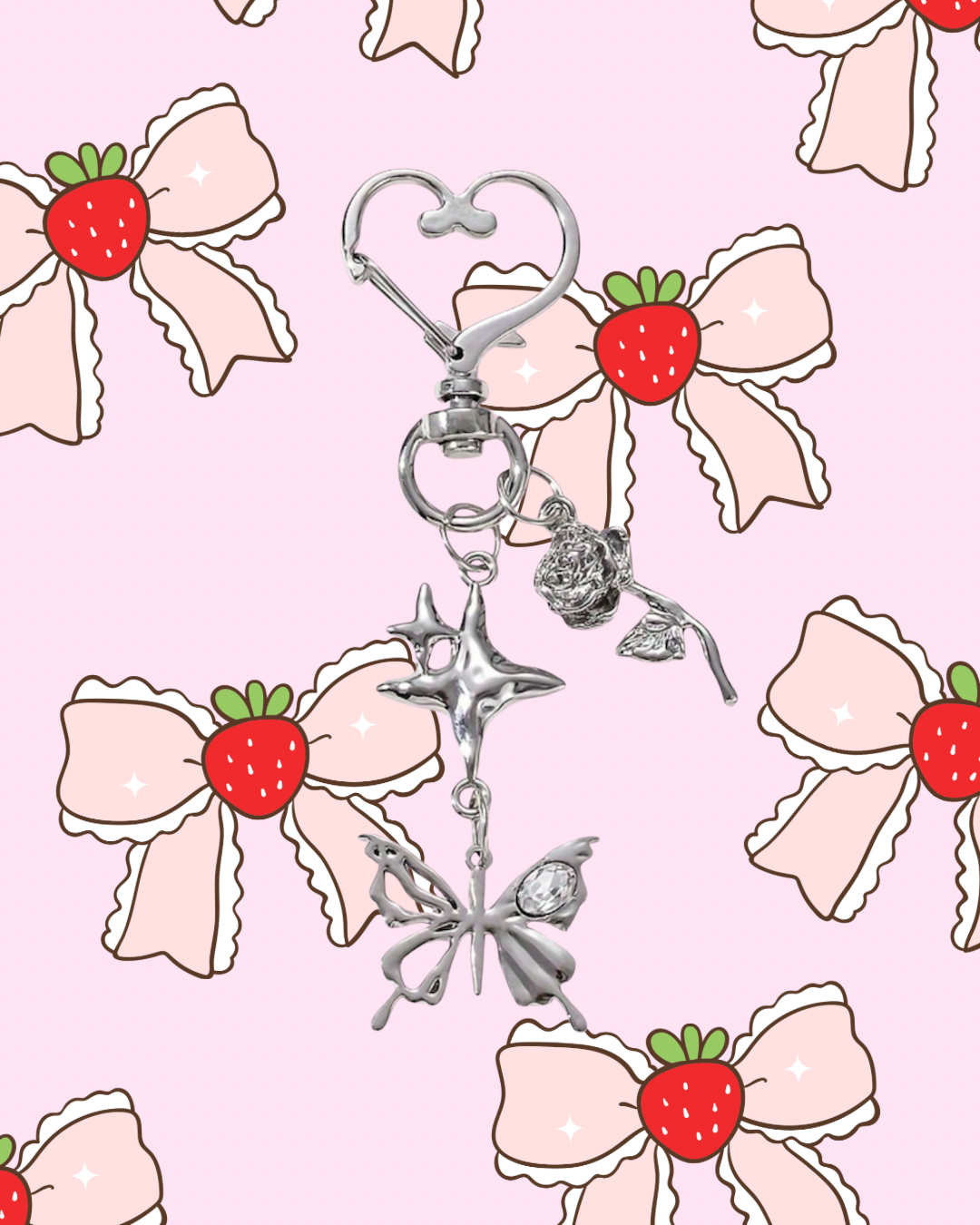 Butterfly & Star Rose Keychain